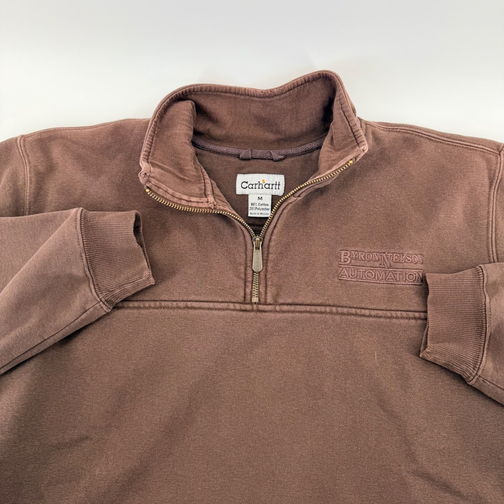 Carhartt Quarter Zip Pullover Brown Sweatshirt Workwear Gorpcore Size M Brown
